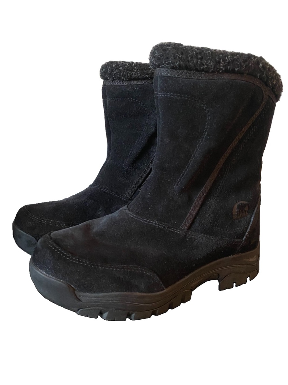 SOREL Waterfall Black Suede Insulated Winter Boots Women's Size 7